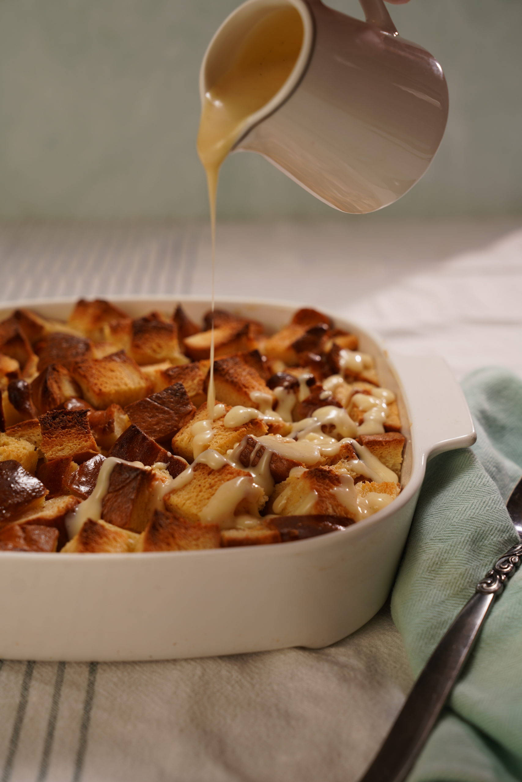 Classic Bread Pudding recipe with Brown Sugar Whiskey Sauce | Didn't I Just Feed You