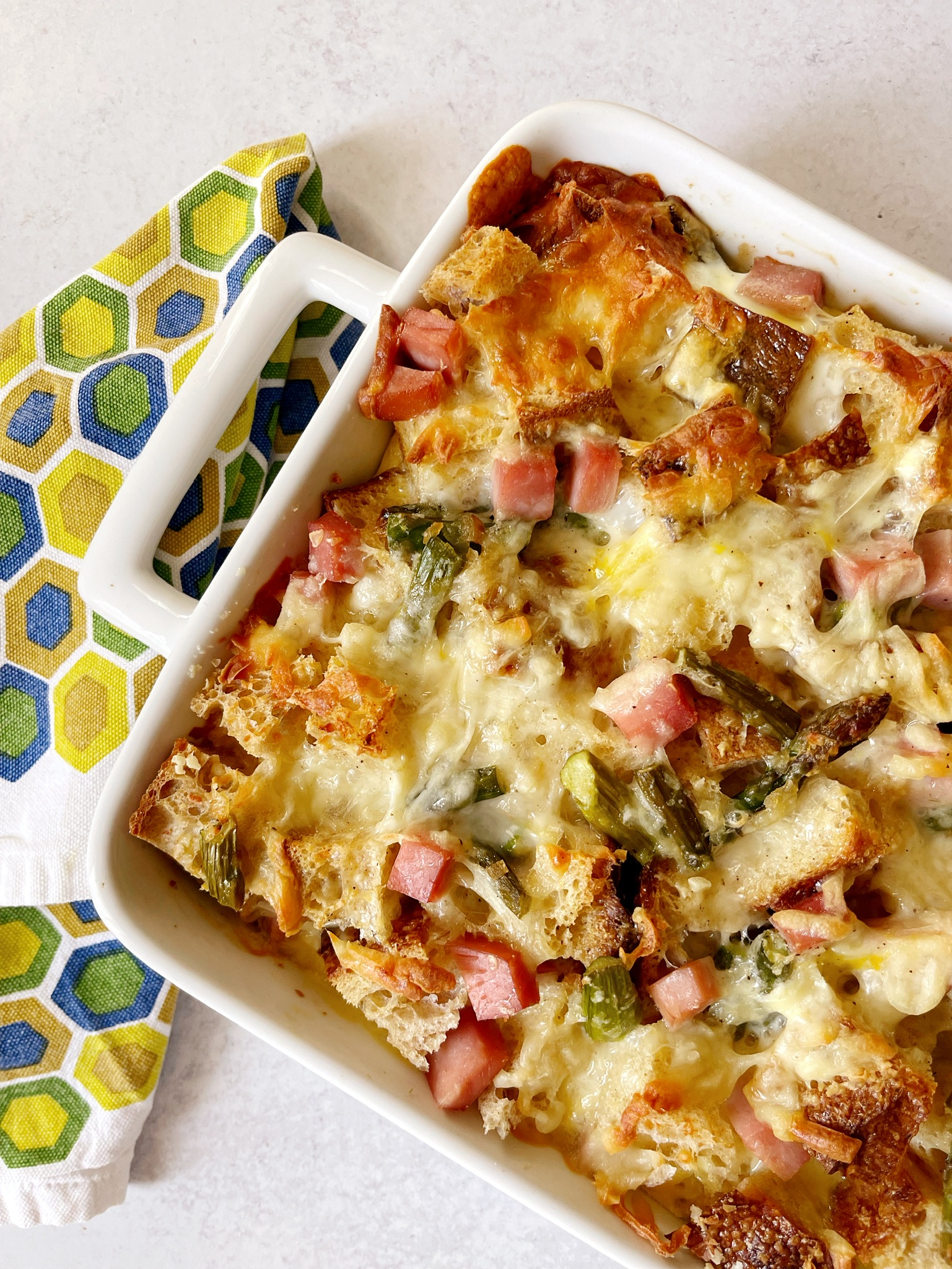 Asparagus and Ham Strata recipe | Didn't I Just Feed You podcast