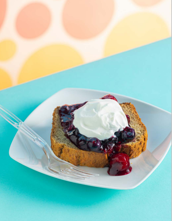 Banana Bread with Mixed Berry Compote from The Unofficial Disney Parks EPCOT Cookbook by Ashley Craft | Didn't I Just Feed You Podcast