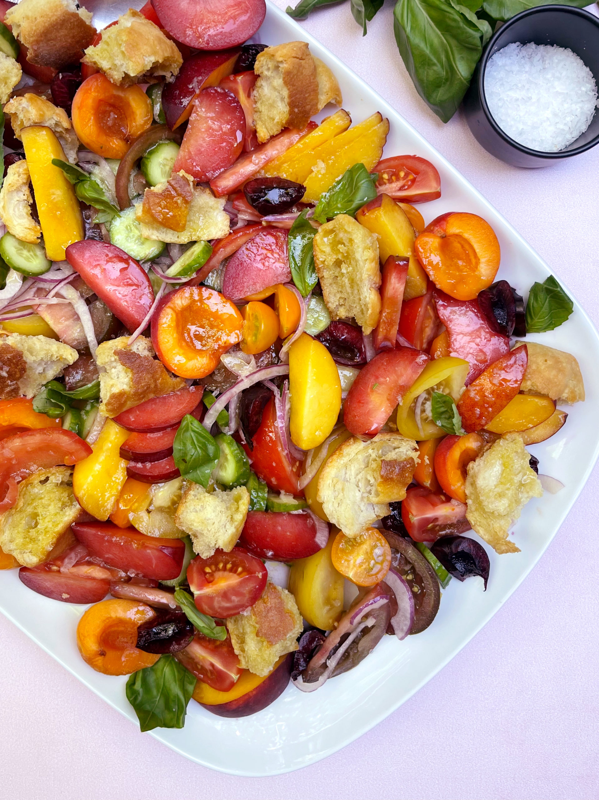 Summer dinner idea: Stone Fruit Panzanella Salad | Didn't I Just Feed You Podcast